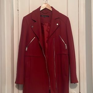 Kenneth Cole Wool Winter Coat Size Medium - 8 Trendy Coat Mauve Red Like New